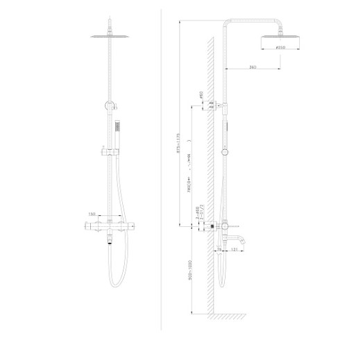 Ցնցուղ համակարգ Raiber Premium, Graceful RPG-006,ոսկեգույն