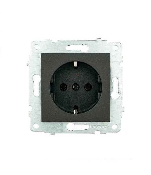 Վարդակ հողանցումով սև OVIVO