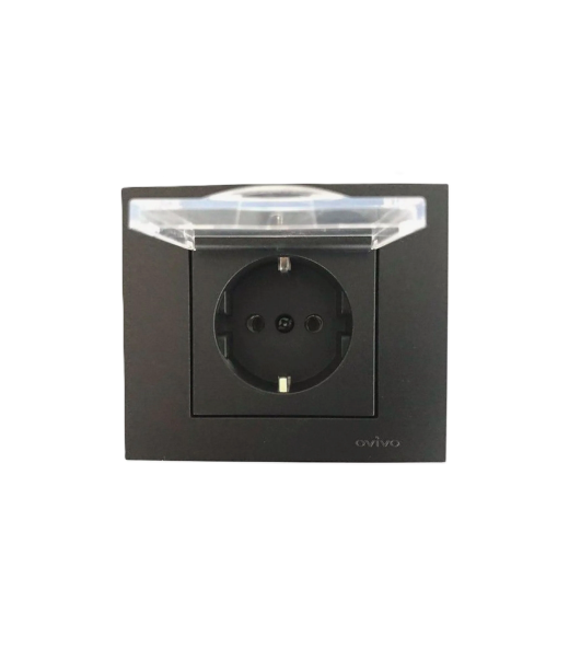 Վարդակ կափարիչով սև OVIVO